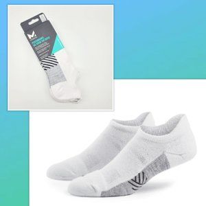MISSION Performance Heel Tab Socks, Large, White, 2-Pack